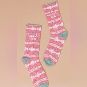 NWT Altar’d State Put It On Santa's Tab Fairisle Sock Festive Pink & Green Socks